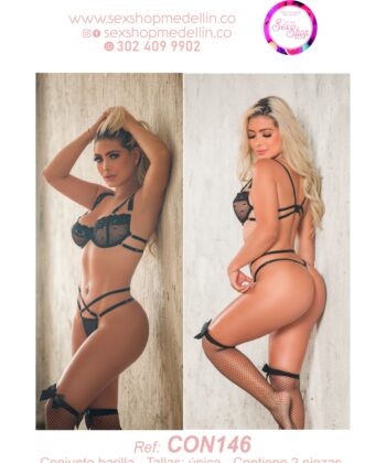 Conjunto en Tul y Encaje Femenino CON146 Lencería Erótica Ropa interior Sexy Lencería Intima