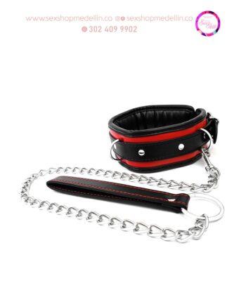 Collar de cuero acolchado con cadena YL-20224002-2BDSM Bondage Sado