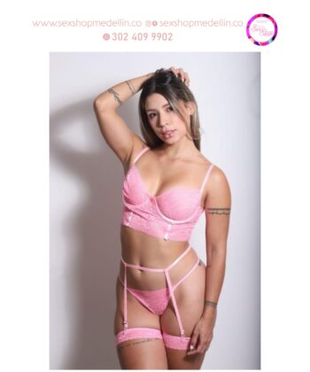 Conjunto Liguero Deseo en Encaje Femenino Lencería Erótica Ropa interior Sexy Lencería Intima