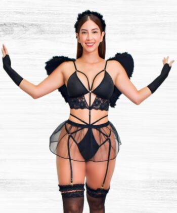 Disfraz Angel Negro Lenceria erotica Ropa interior Sexy femenina